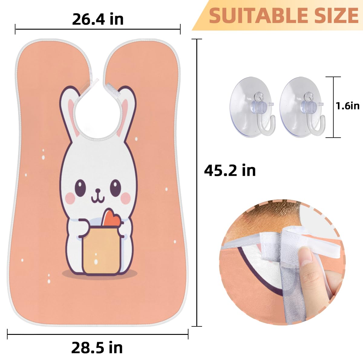 Cute Cartoon Rabbit Beard Shaving Bib for Men - Waterproof Makeup & Hair Dye Apron, Barber Cape for Haircut & Beard Trimming - Sink Hair Catcher & Grooming Accessory (Great Gift for Barbers & Stylists) - Perfect for Home Haircuts, Salon Use & DIY Grooming