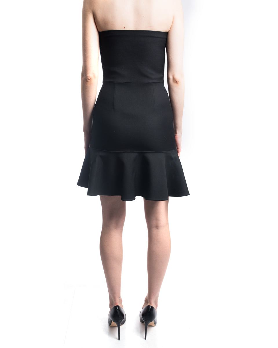 Balenciaga Fall 2002 Nicolas Ghesquiere Black Strapless Ruffle Hem Mini Dress - Vintage Designer Cocktail Dress for Parties & Special Occasions