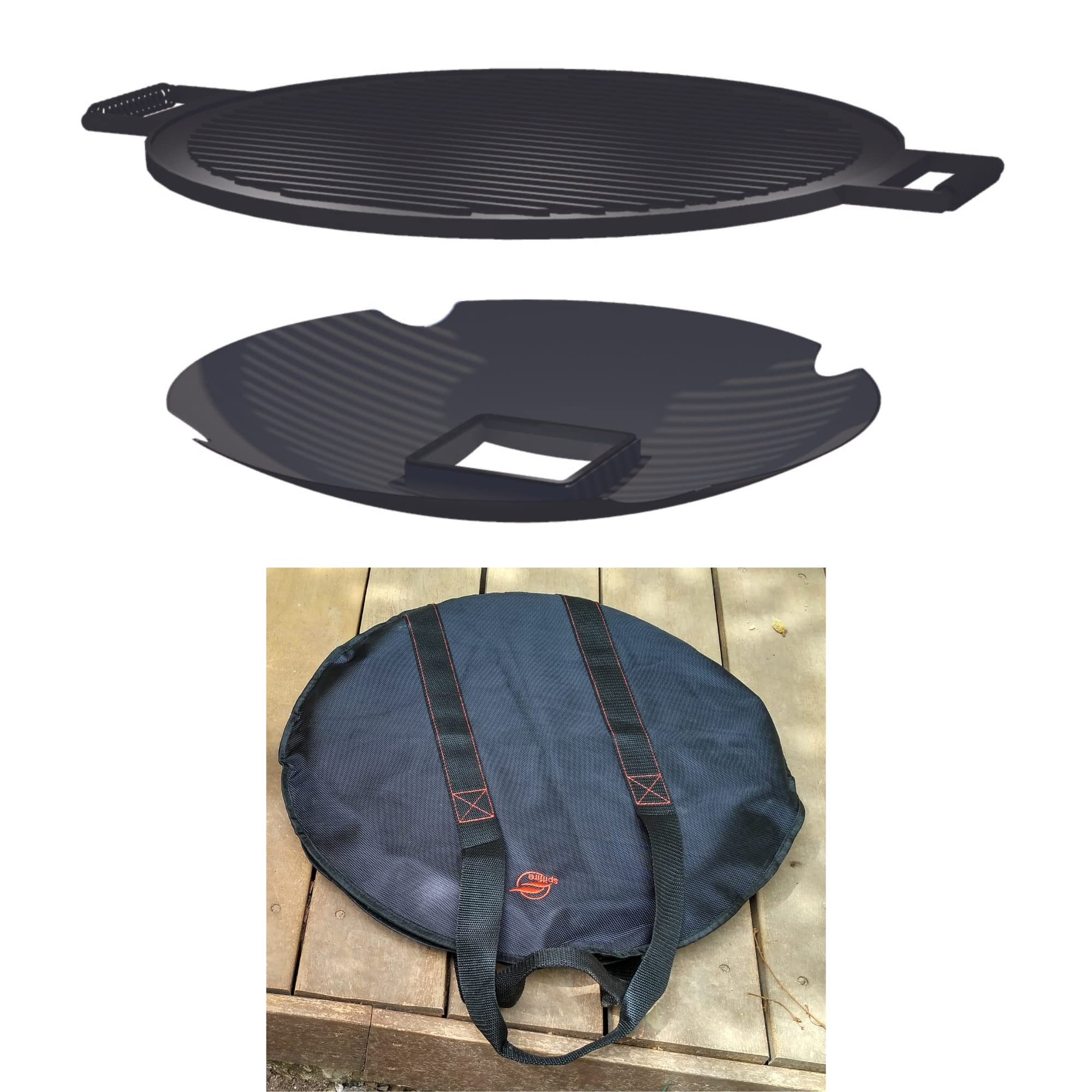 Spitfire BBQ Grill Set with Travel Case - Cast Iron Grill Rack - Ultimate Outdoor Cooking Gear for Camping, Picnics & Backyard BBQs - Compatible with Patrol Rocket Stove