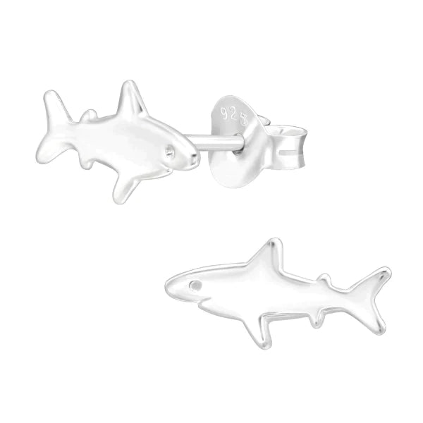 Sterling Silver Shark Stud Earrings for Kids - Perfect for Birthdays, Gifts & Everyday Wear