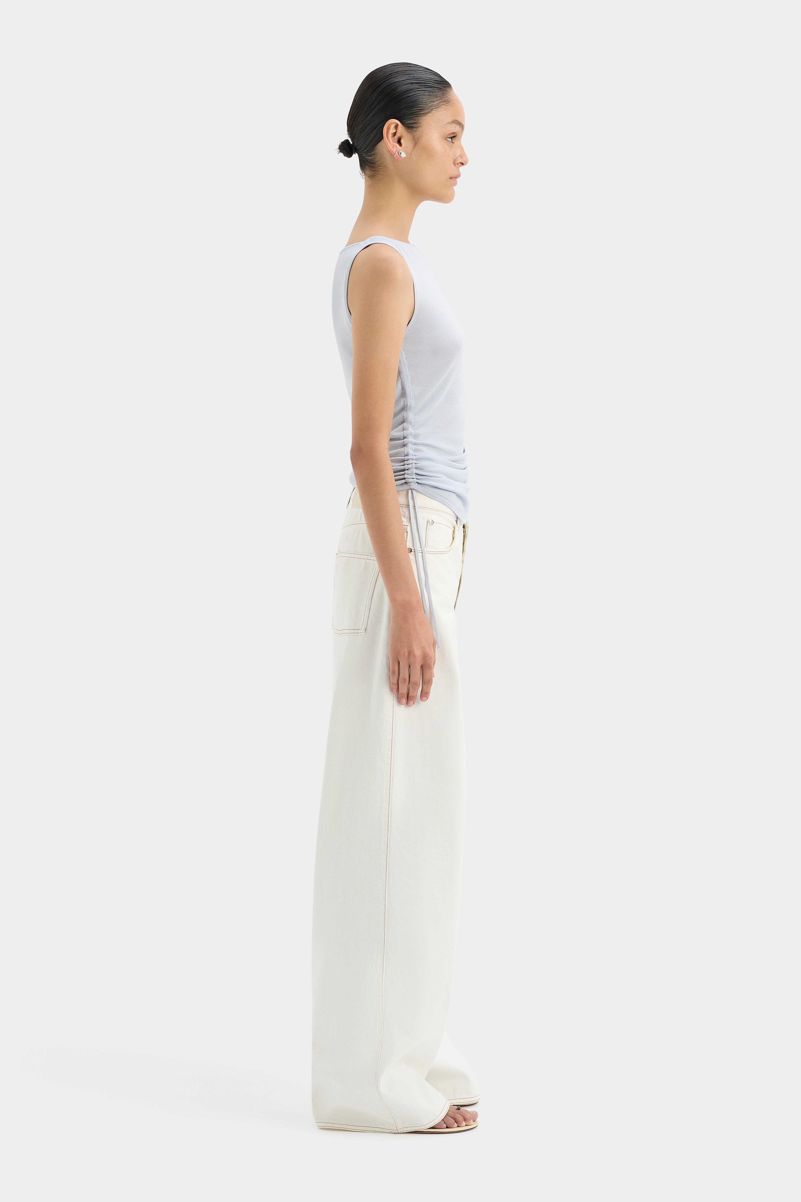 Yolanda Ruched Tank Top for Women - Stretchy Sleeveless Blouse for Casual Wear & Summer Outfits