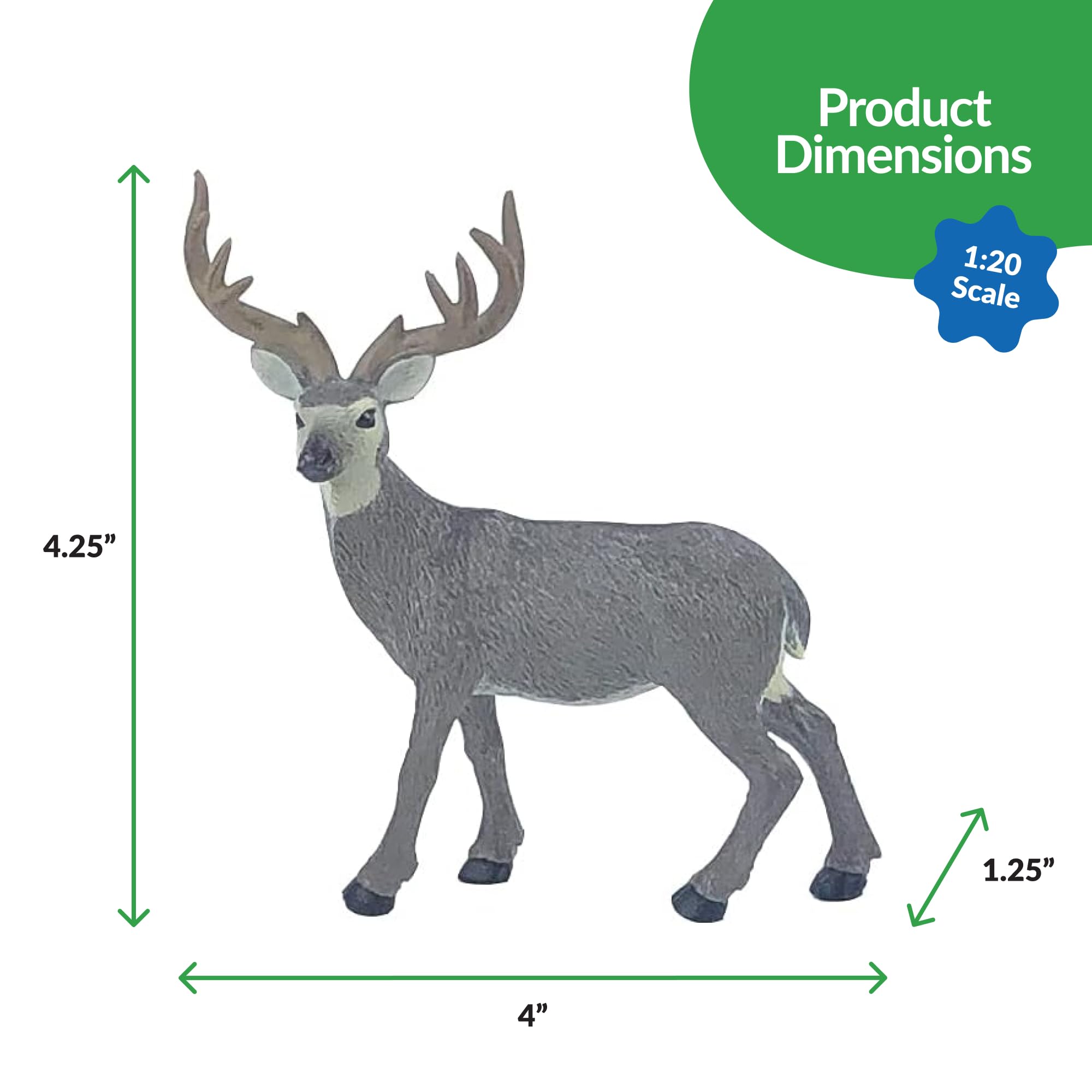 Big Country Toys - Realistic 1:20 Scale Mule Deer Hunting Figurine - Hand-Painted Plastic Wild Animal Model for Collectors & Outdoor Enthusiasts - Perfect for Hunting Scenes, Wildlife Displays & Educational Purposes