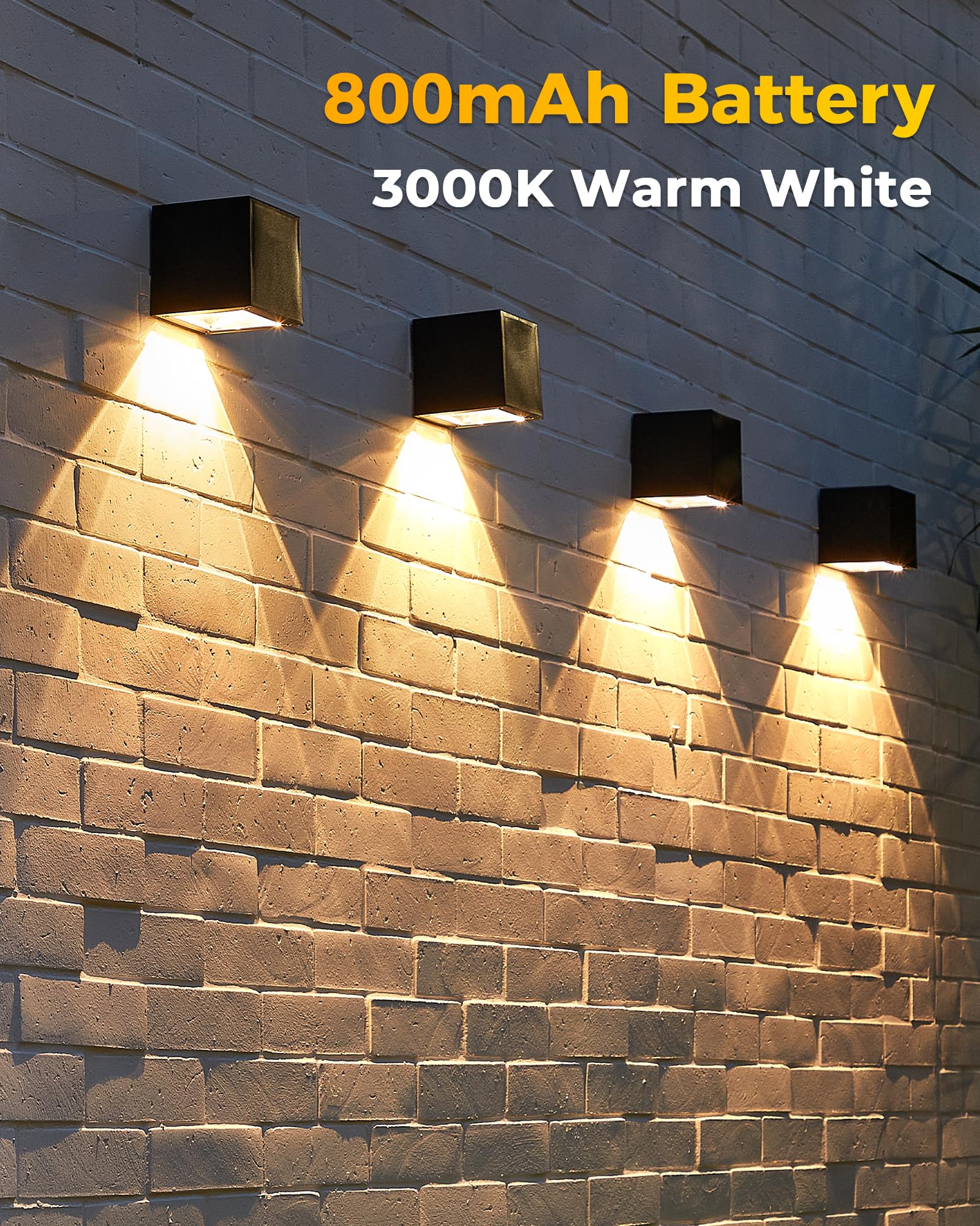 LUHLEE Solar Wall Lights Outdoor - IP65 Waterproof Square Modern Solar Sconce Lights for House, Porch, Garden, Yard, Patio & Fence - Perfect for Pathway, Deck & Landscape Lighting at Night