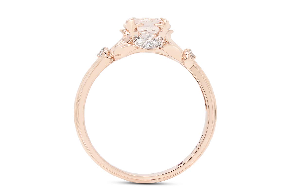 6MM Round Morganite & Diamond Sterling Silver Ring | Blush Petal Collection | Engagement, Promise, Anniversary & Wedding Ring | Valentine's Day Gift for Women | Perfect for Proposals, Date Nights & Special Occasions