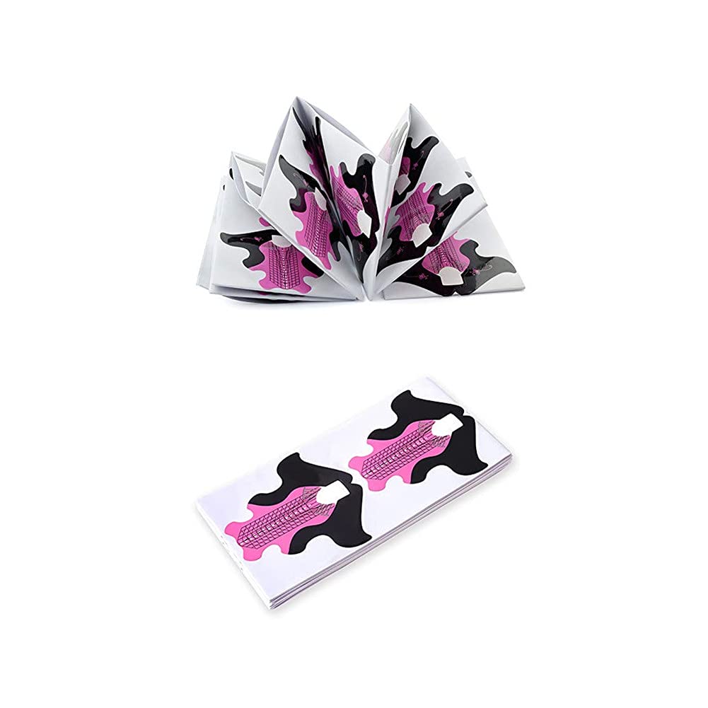100pcs Extra Long Nail Art Extension Guide Stickers - French Tip DIY Tool for UV Gel & Acrylic Nails (Fish Pattern Pink) | Perfect for Salon, Home Manicure & Nail Art Designs