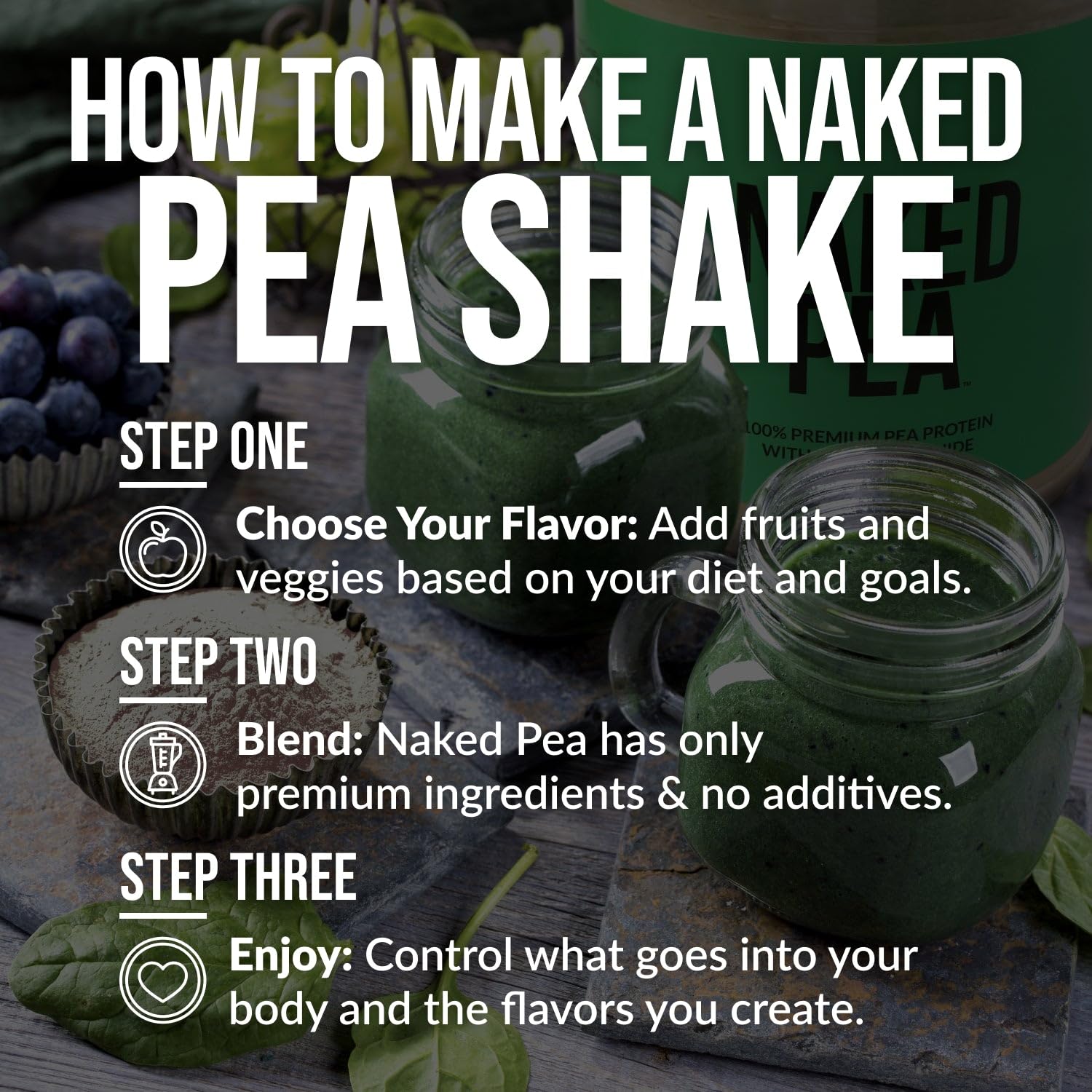 Naked Pea Chocolate Peanut Butter Protein Powder - USDA Organic, Non-GMO, Gluten Free, Soy Free - Plant-Based Protein for Muscle Growth & Recovery - Made with Organic Cocoa & Coconut Sugar - 21 Servings - Perfect for Post-Workout Shakes & Healthy Smoothies