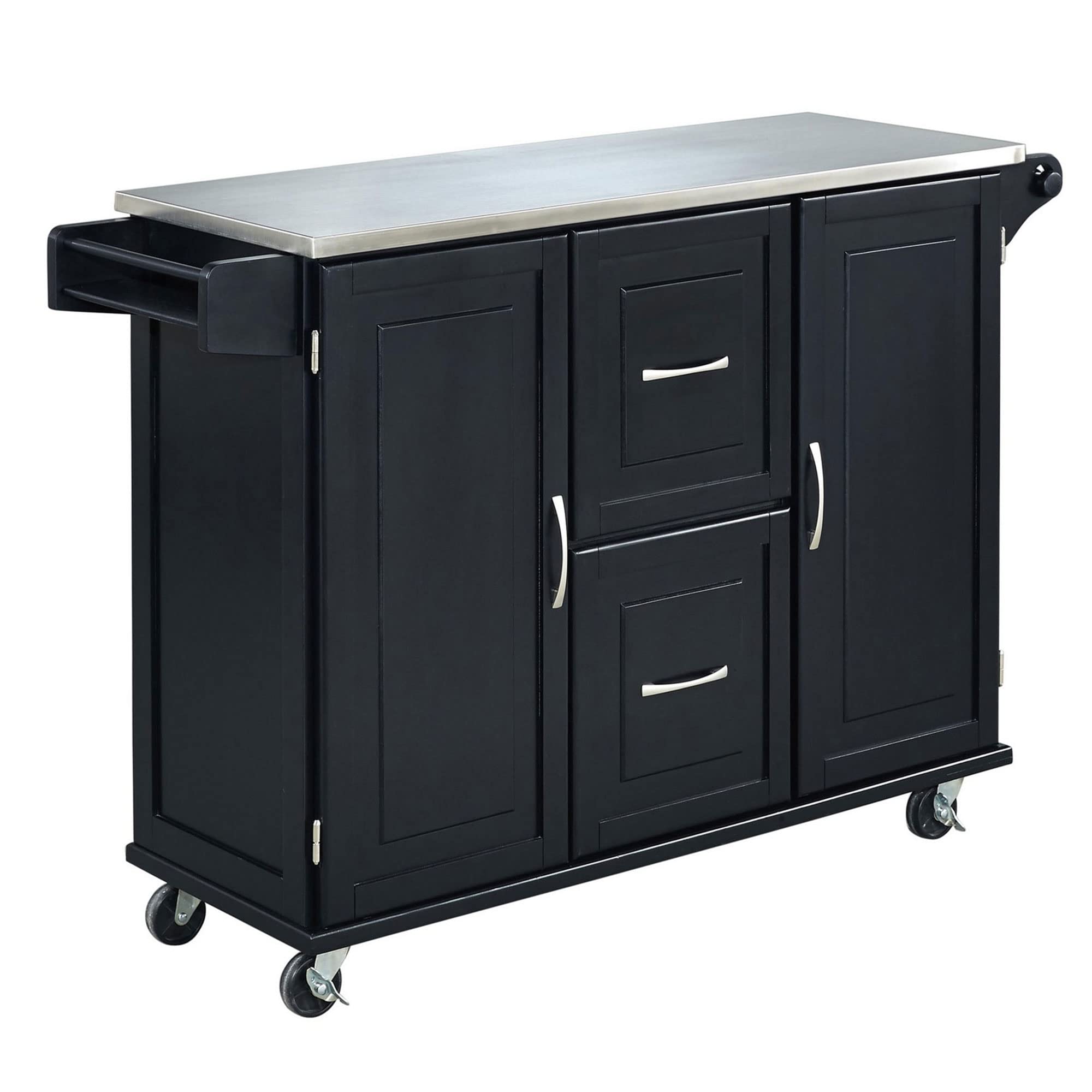 Homestyles Patriot Kitchen Cart in Black - Rolling Kitchen Island with Storage for Small Spaces, Perfect for Apartments, Dorms & Home Organization