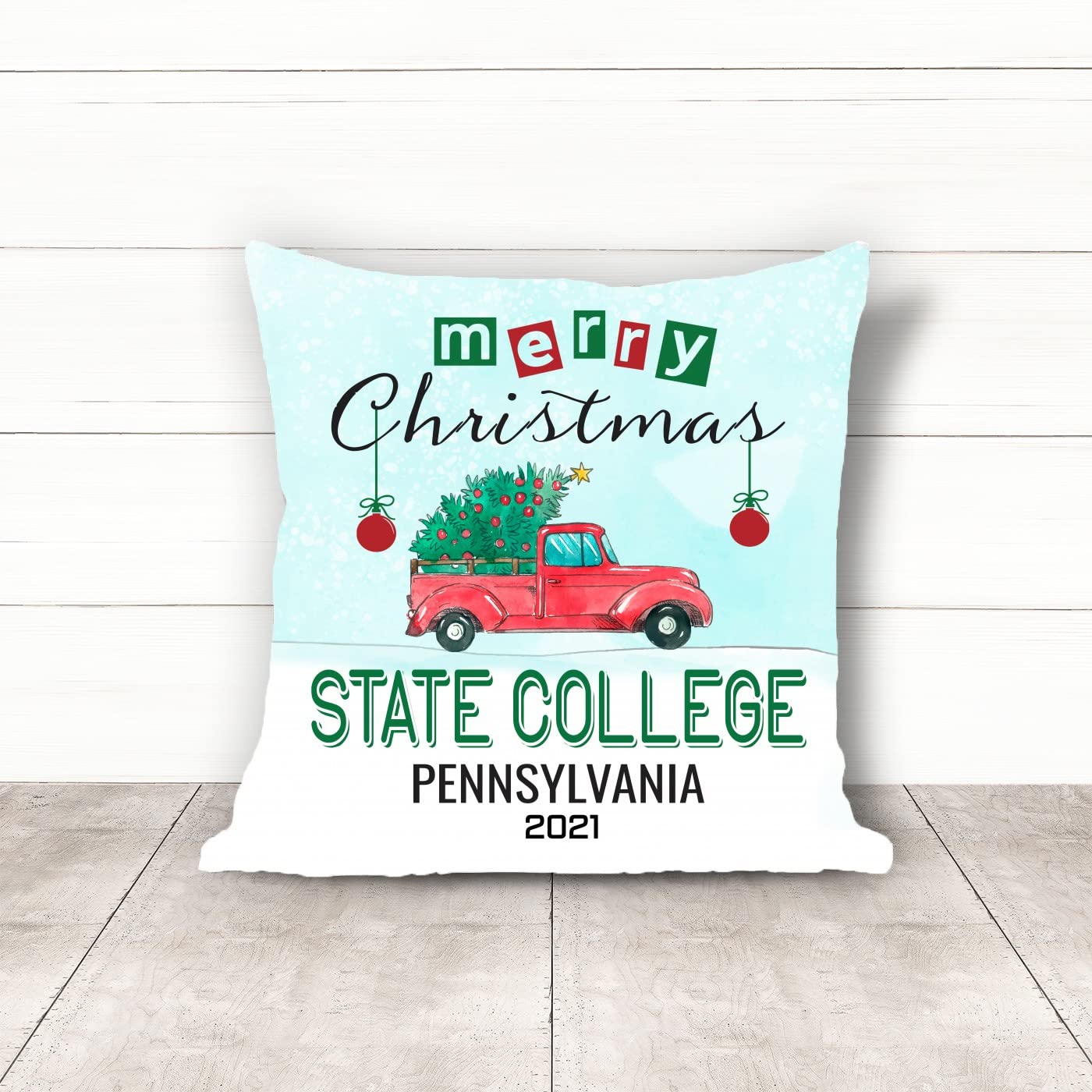 Merry Christmas Pillow Covers 18x18 Inches - Festive Holiday Home Decor for Sofa, Bedroom & Car - Xmas Decorative Cushion Covers for Winter & Autumn Seasons (Pennsylvania Inspired Design)