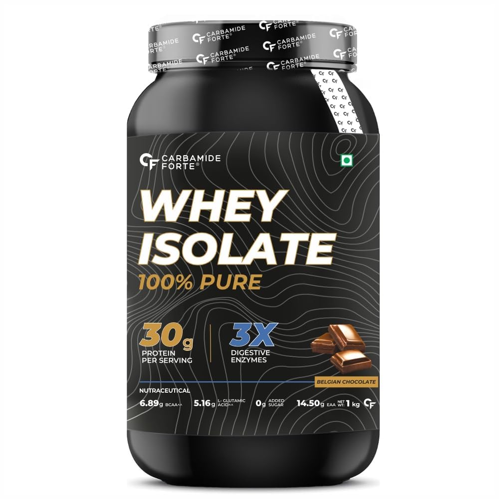 100% Pure Whey Protein Isolate Powder for Men | 30g Protein per Serving | 3X Digestive Enzymes | 6.89g BCAA & 14.50g EAA | No Added Sugar | Belgian Chocolate Flavor | 1Kg (2.2 lbs) | Ideal for Muscle Recovery, Weight Management & Post-Workout Nutrition