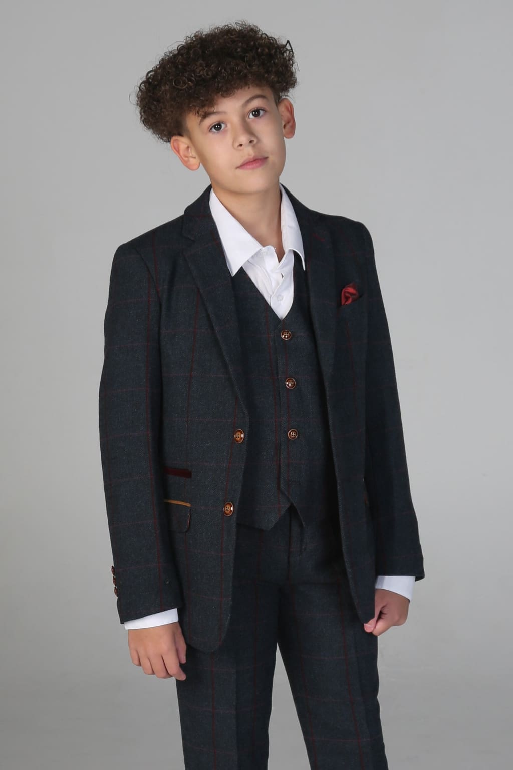 Boys' Madrid Navy Three-Piece Suit - Formal Blazer, Vest & Pants Set for Weddings, School Events & Special Occasions