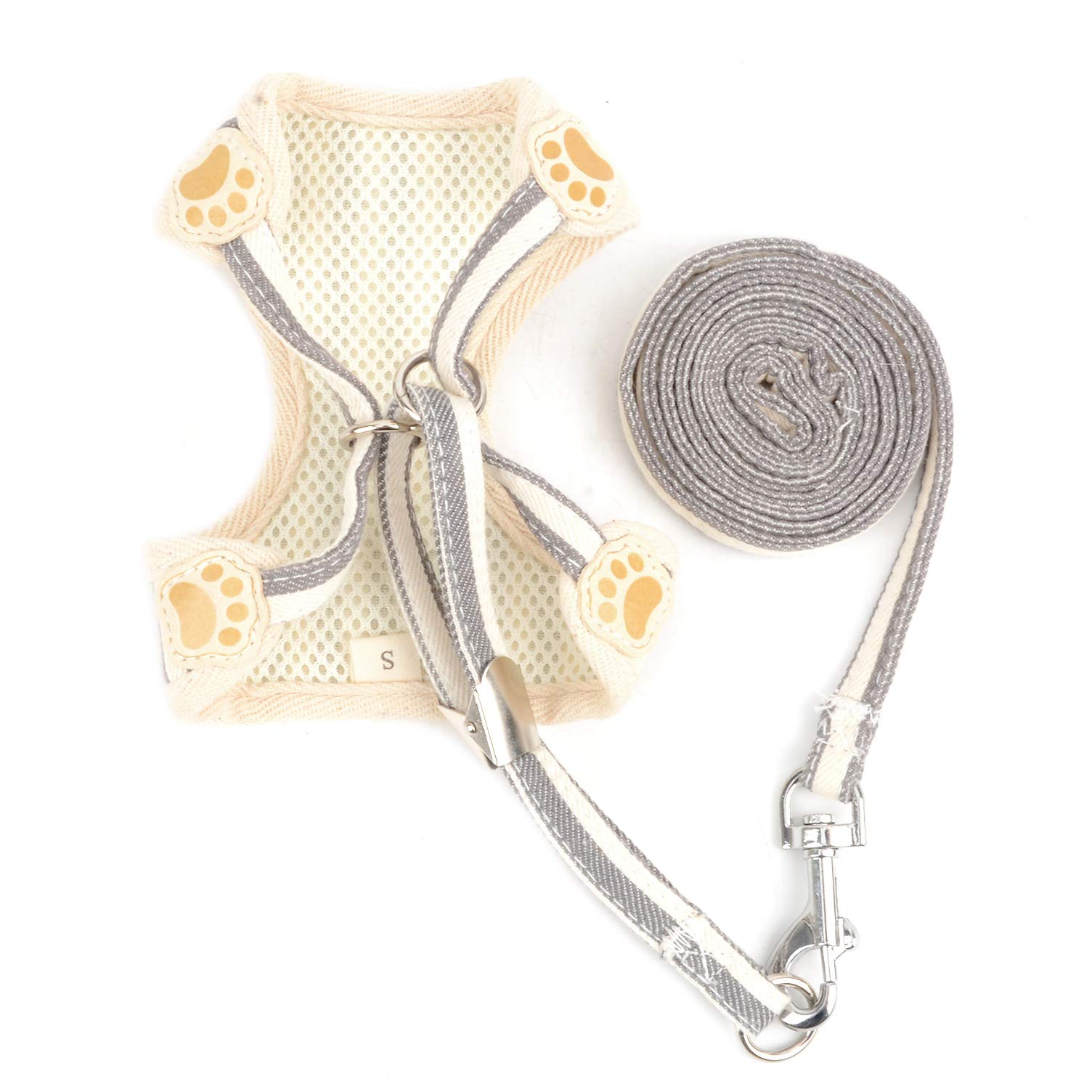 Ranphy No Pull Mesh Harness for Small Dogs & Cats - Breathable Soft Padded Vest with Escape Proof Design - Striped Puppy Harness & Leash Set - Cute Flower Bow for Chihuahua Yorkie - Gray XL - Perfect for Walking, Training & Outdoor Adventures