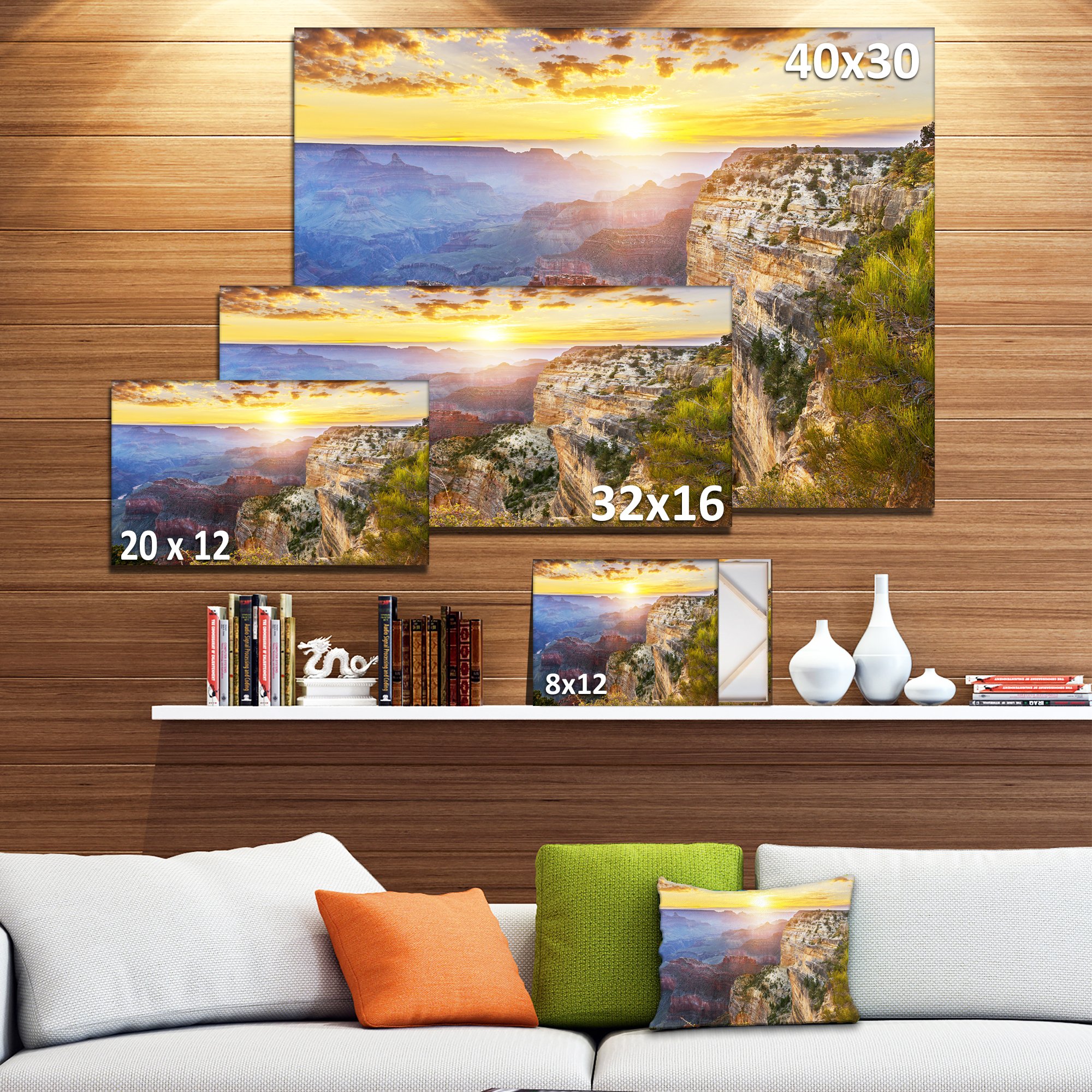 Grand Canyon Landscape Photography Canvas Art Print - Stunning Wall Decor for Living Room, Office & Bedroom