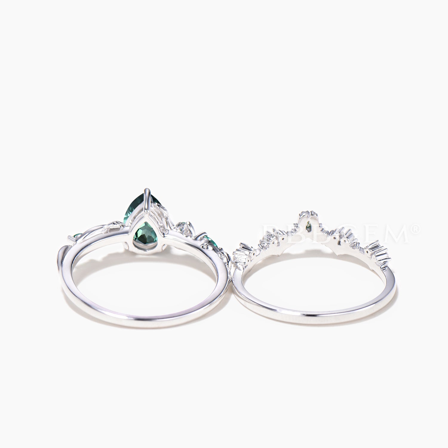 Exquisite Teardrop Cut Green Sapphire & Moissanite Twisted Engagement Ring Set for Women – Perfect for Bridal, Wedding, and Anniversary Gifts