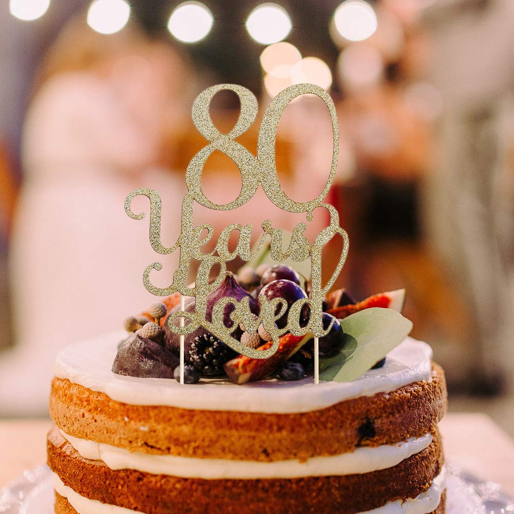 80th Birthday Cake Topper - Elegant Glitter Photo Decoration for Anniversary & Party Supplies | Perfect for Milestone Celebrations, Retirement Parties & Family Gatherings
