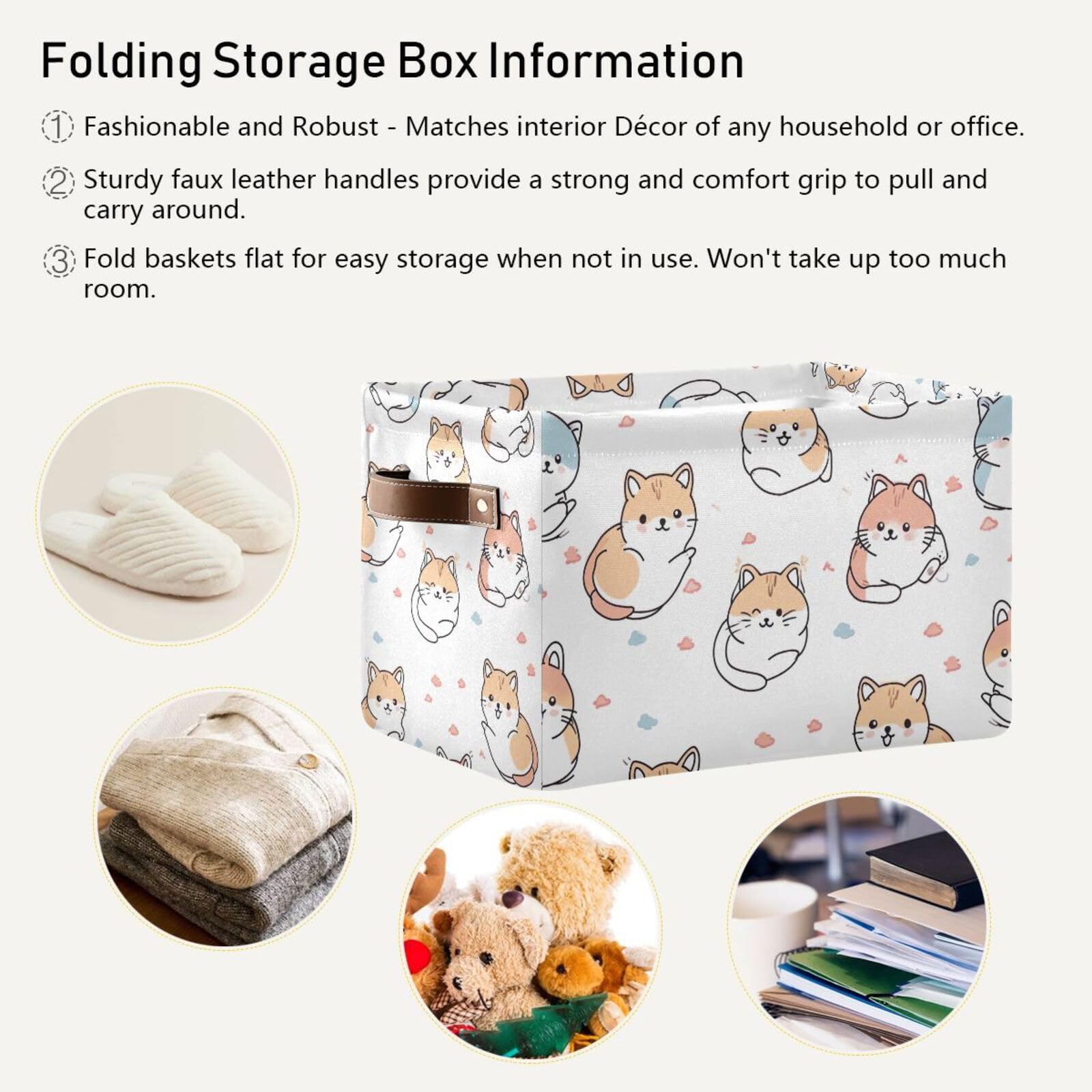 Foldable Canvas Storage Baskets with Handles - 2 Pack Rectangle Fabric Organizer Boxes for Clothes, Toys & Home Organization | Perfect for Bedroom, Closet, Office & Nursery Decor