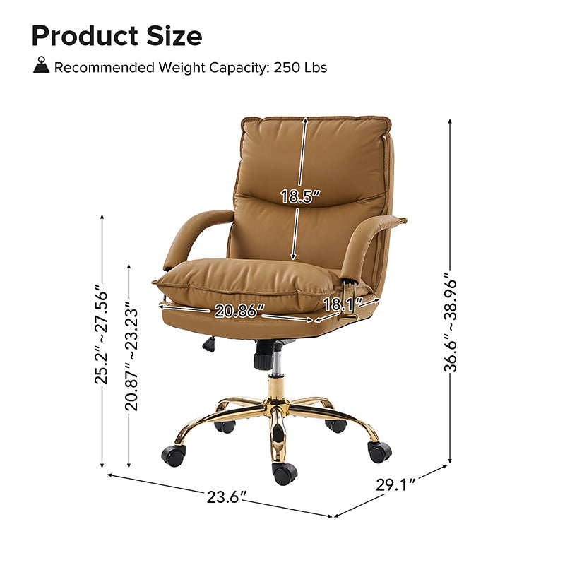 Waterproof PU Leather 360-Degree Swivel Office Chair - Ergonomic Desk Chair for Home & Office Workspace - Perfect for Long Hours of Sitting, Gaming, and Conference Rooms