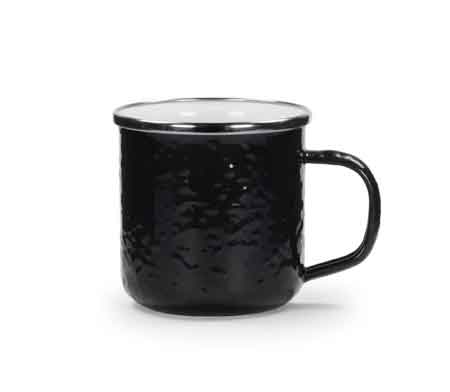 Premium Solid Black Enamelware Coffee Mugs - 12 oz Camping Cup Set of 4 - Durable & Rust-Proof for Outdoor Picnics, Camping & Home Use