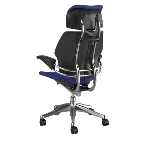 Humanscale Freedom Ergonomic Office Chair with Headrest - Adjustable Height & Duron Arms - Carpet-Friendly Wheels - Polished Aluminum Frame & Thalo Corde 4 Fabric - Perfect for Home Office & Corporate Workspaces