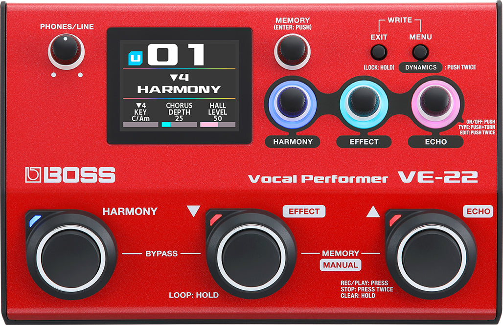 BOSS VE-22 Vocal Performer & Looper Pedal - Professional Vocal Effects Processor for Singers & Musicians - Perfect for Live Performances, Studio Recording & Karaoke Nights