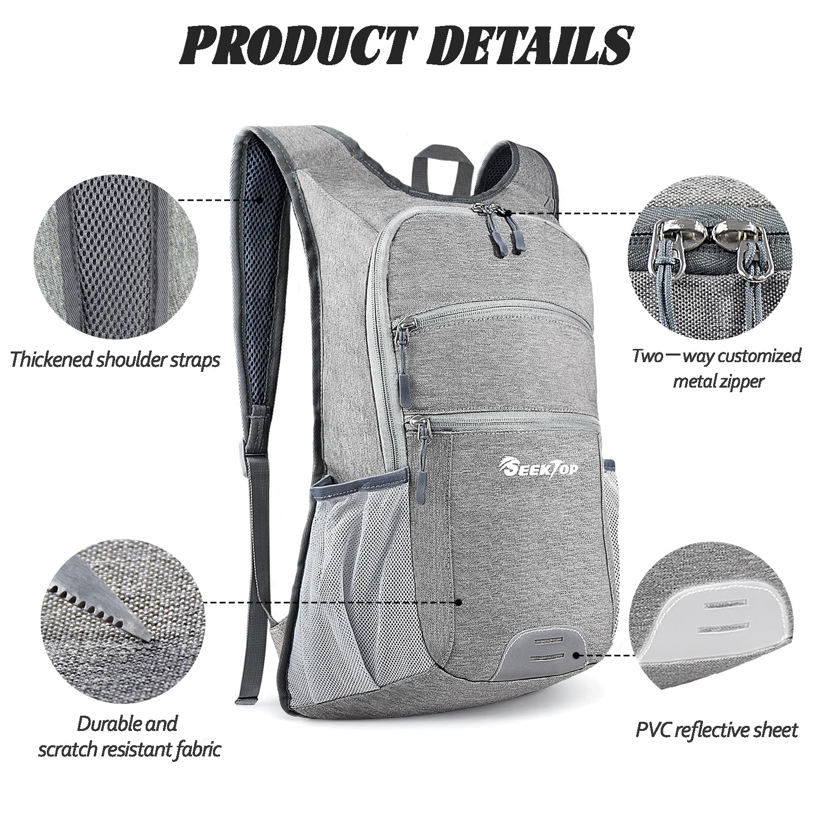 Seektop 20L Ultra Lightweight Waterproof Hiking Backpack - Foldable Travel Daypack for Outdoor Camping, Hiking & Daily Commute - Compact Packable Backpack for Women & Men