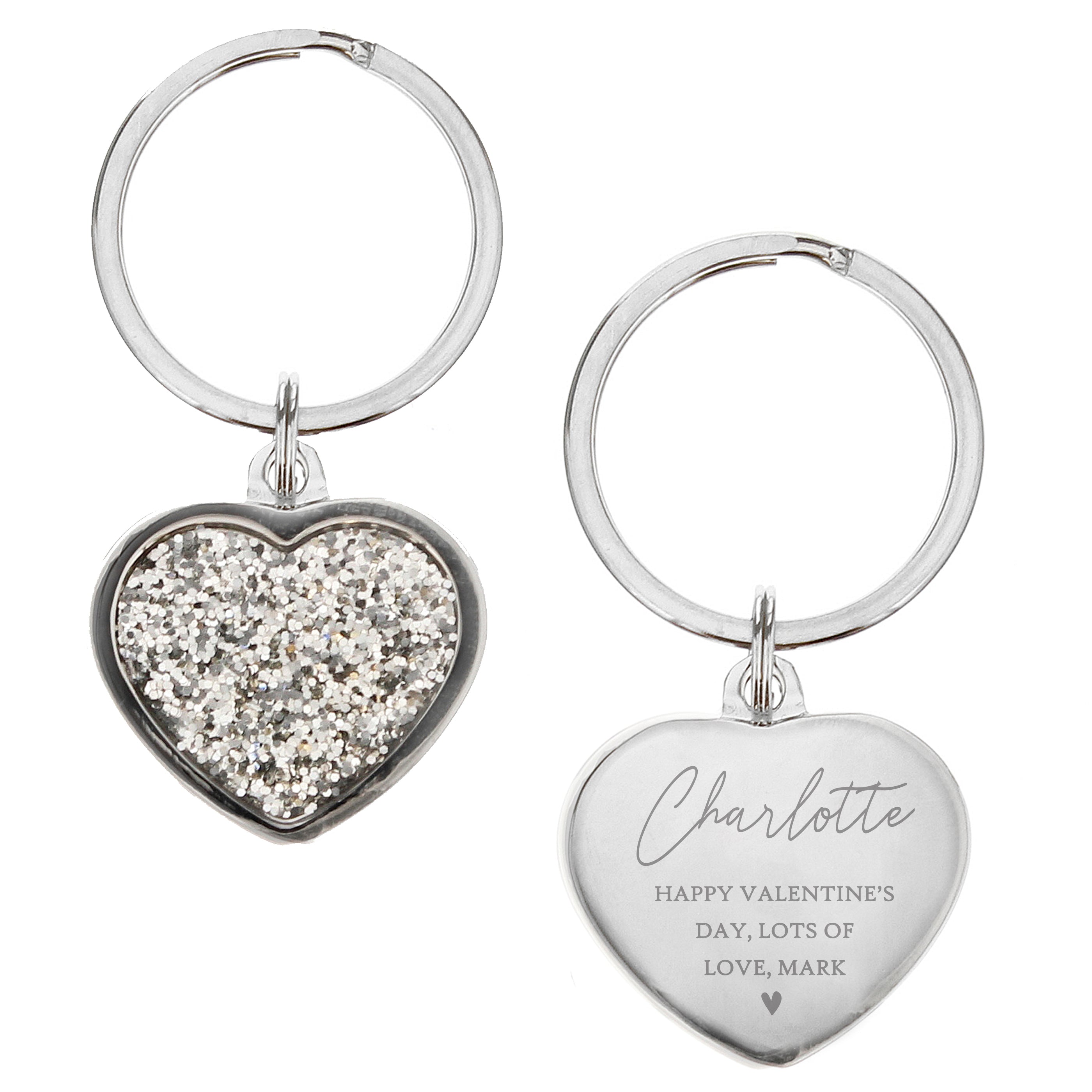Personalized Name & Message Diamond Heart Keychain - Custom Engraved Gift for Her, Valentine's Day, Anniversary, Birthday - Perfect for Keys, Purses & Backpacks