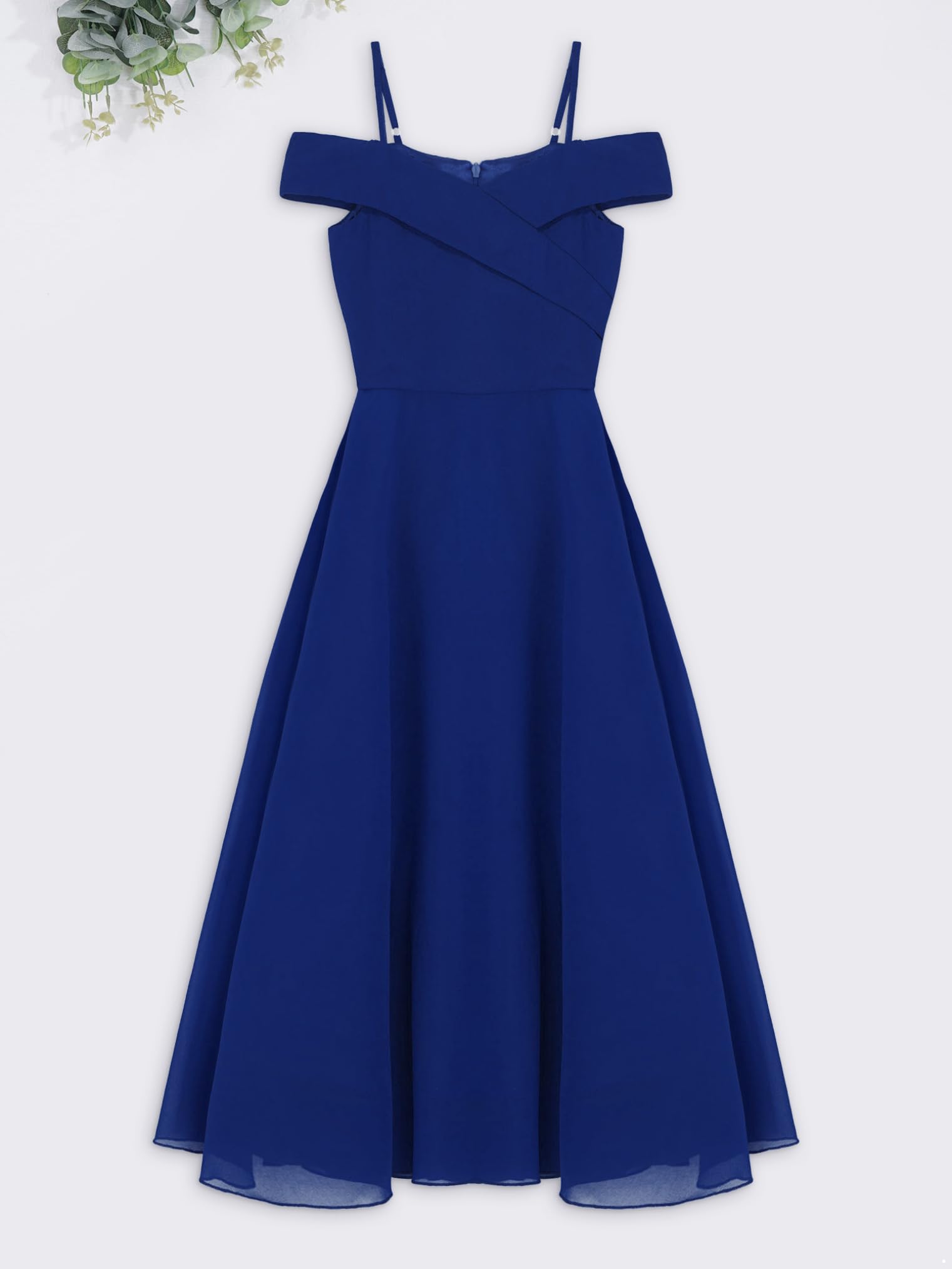 Hularka Girls Off Shoulder Flower Girl Dress - Chiffon Bridesmaid Gown for Weddings, Birthday Parties & Formal Dances | Elegant Ball Gown for Special Occasions
