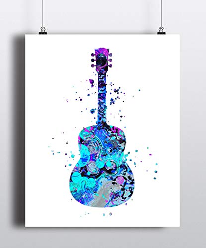 Watercolor Guitar Art Print - Archival Quality Wall Decor for Nursery, Kids Room & Office - Unframed Artwork for Home & Workspace