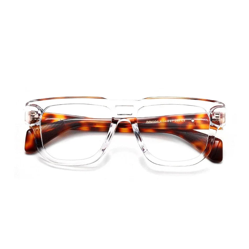 Stylish Aror Men's Full Rim Square Double Bridge Acetate Eyeglasses Frame 49304 - Perfect for Office, Reading & Everyday Wear