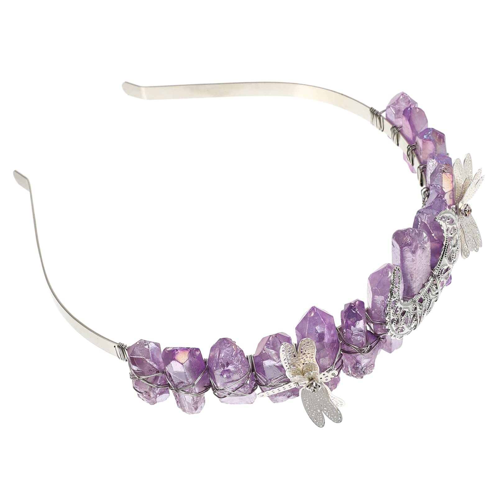 FRCOLOR Handmade Moon Mermaid Bridal Headband for Women - Wedding Tiara with Natural Stones & Crystals - Kids Hair Accessories for Prom, Pageant & Special Occasions