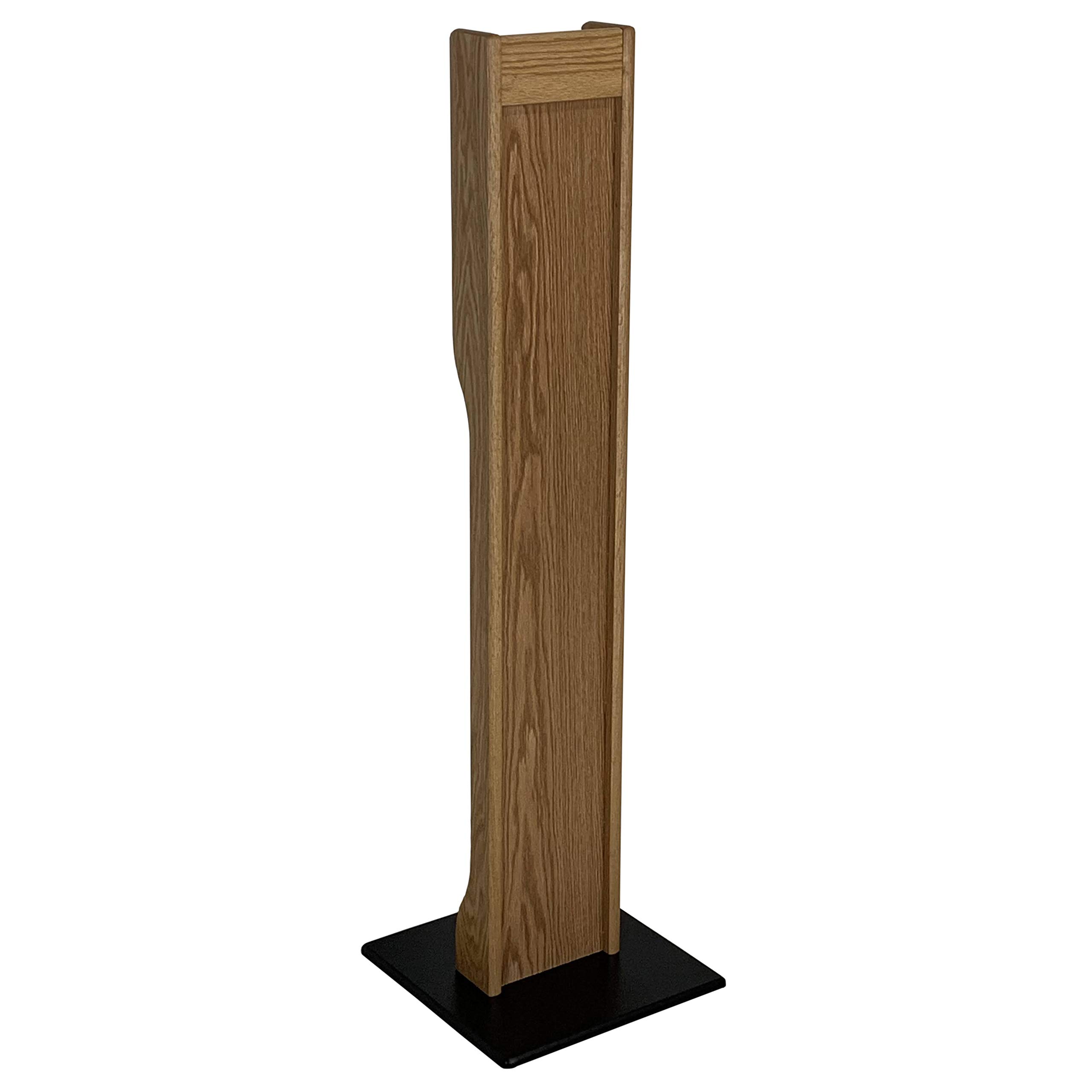 Elegant Light Oak Wooden Mallet Touch-Free Hand Sanitizer Dispenser with Floor Stand - Perfect for Home, Office, and Public Spaces