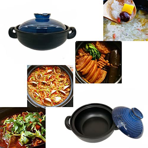 Premium Japanese Donabe Clay Pot - 1.5L/1.6QT Ceramic Stew Pot with Lid, Traditional Earthenware Cookware for Hot Pot, Soup & Rice Cooking - Blue (Ideal for Home Kitchen, Asian Cuisine & Slow Cooking)