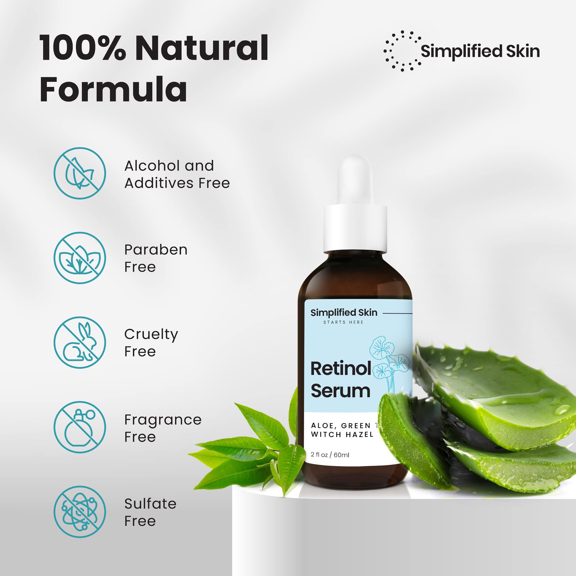 2.5% Retinol Serum for Face & Eyes with Vitamin E, Hyaluronic Acid & Green Tea - Anti-Aging Treatment for Wrinkles, Fine Lines & Brightening Skin | Day & Night Facial Serum for Mature & Dry Skin | Perfect for Daily Skincare Routine & Nighttime Repair