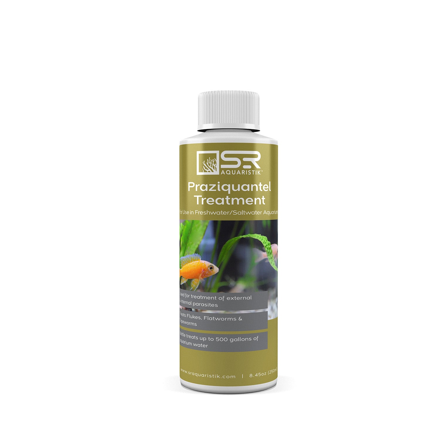 Liquid Praziquantel Fish Treatment for Parasites - Effective Aquarium & Pond Medication | Use for Ich, Flukes & Worms in Freshwater & Saltwater Fish