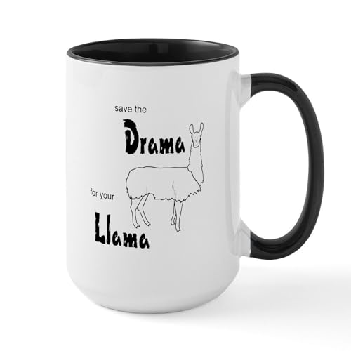 White/Black Inside - Save The Drama For Your Llama Large Mug