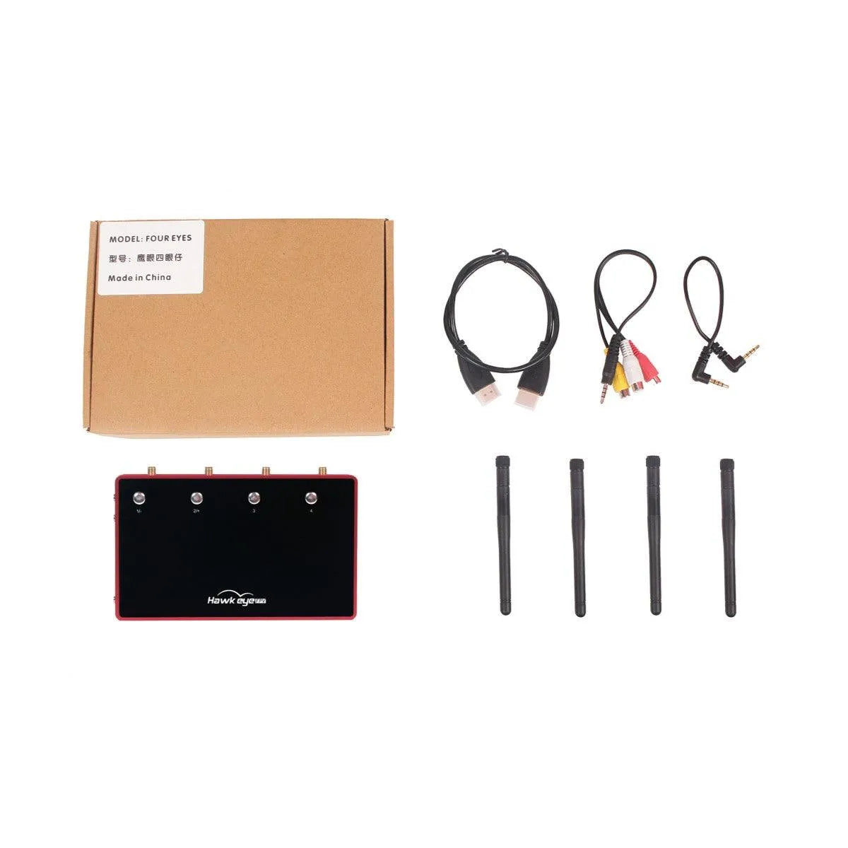 Hawkeye Little Pilot 4 Channel HDMI Splitter Box - 5.8G Receiver for 4-Way HDMI Screen Output | Compatible with RC Racing Drones, FPV Quadcopters & HD Video Transmission | Perfect for Multi-Screen Monitoring, Live Streaming & Drone Racing Events