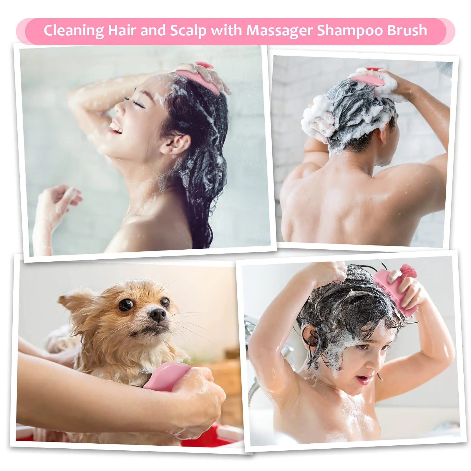 Silicone Scalp Massager Brush for Hair Growth & Dandruff Relief - Black Hair Care Scrubber for Shower & Head Spa Relaxation