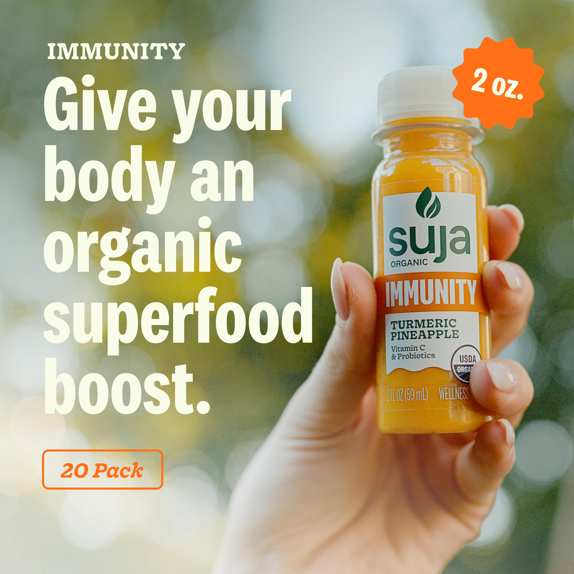 Organic Immunity Defense Shot with Turmeric & Ginger (20 Pack) | Cold-Pressed Juice with Live Probiotics | Plant-Based, Gluten-Free Immune Support | Perfect for Travel, Workouts & Daily Wellness Boost