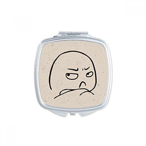 DIYthinker Angry Strabismus Black Happy Square Mirror - Portable Compact Pocket Makeup Mirror with Double Sided Glass for Travel, Home & Office Use