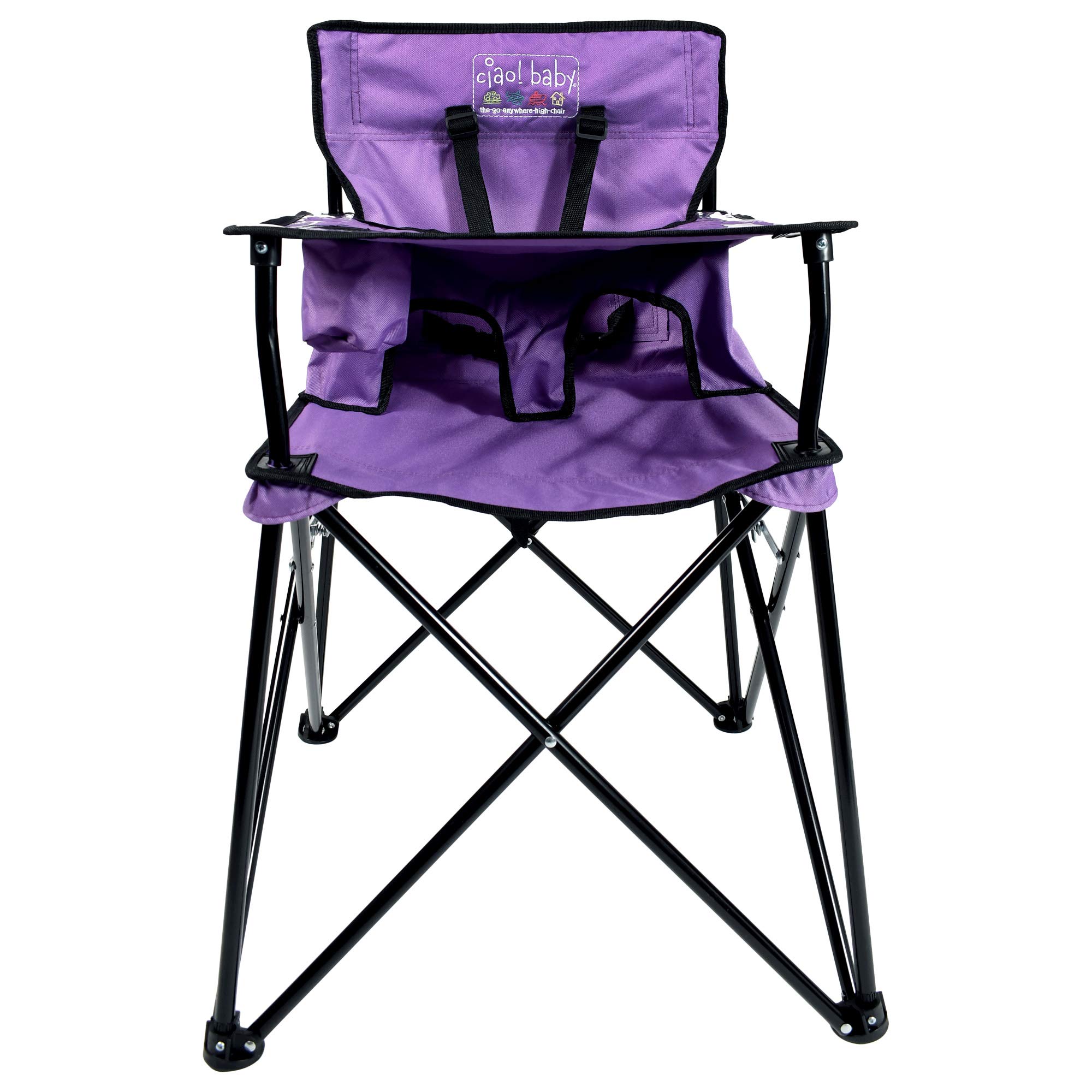 Ciao! Baby Portable High Chair for Travel - Foldable High Chair with Removable Tray, Lightweight & Compact (Purple) - Perfect for Dining Out, Camping & Airplane Travel