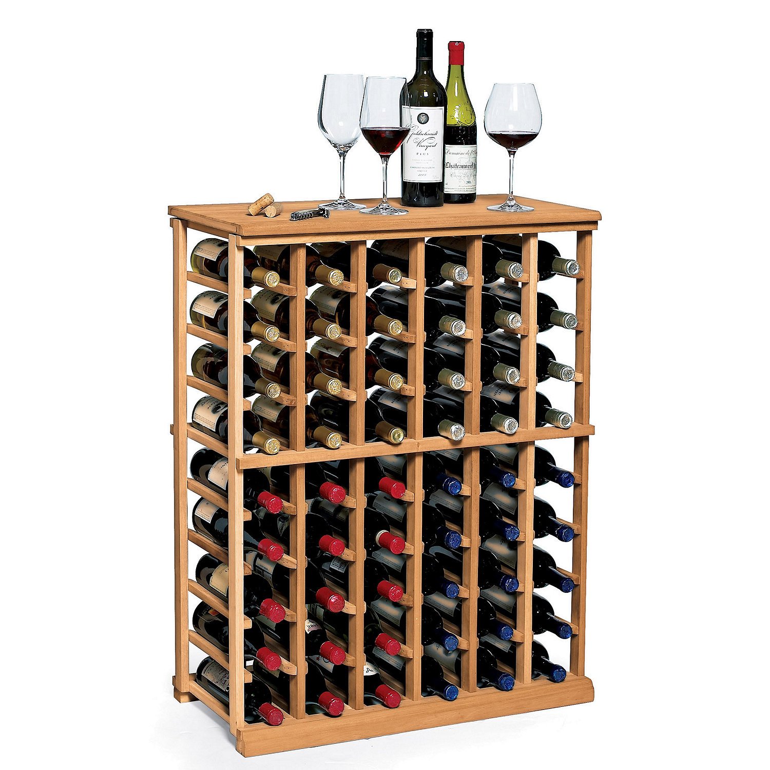 Premium Solid Mahogany Wine Rack Kit - Holds 60 Bottles (6 Column Half Height) - Natural Finish Durable Home Bar Storage - Perfect for Wine Cellars, Dining Rooms & Entertaining Spaces