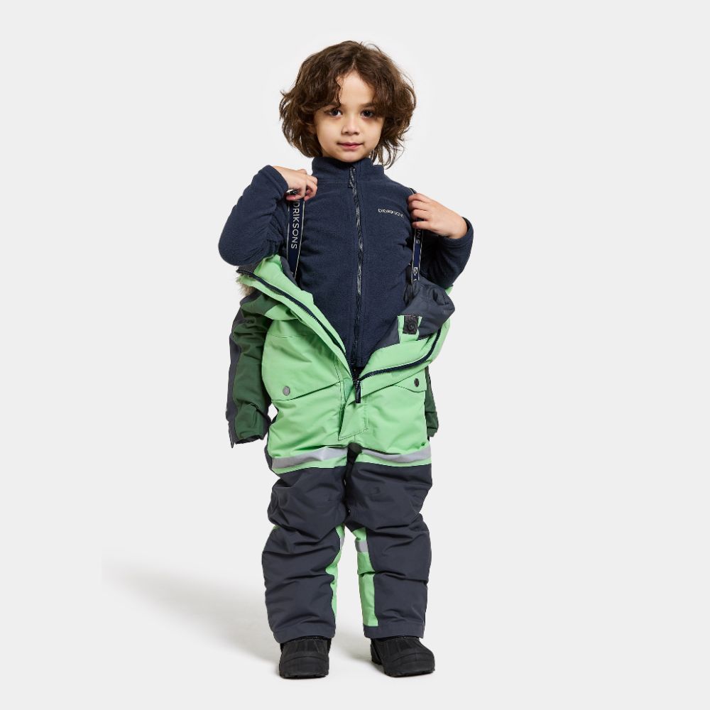 Didriksons Bjarven III Kids Snowsuit - Waterproof Winter Jacket & Pants Set for Boys & Girls, Pale Mint - Perfect for Skiing, Snowboarding & Outdoor Winter Play