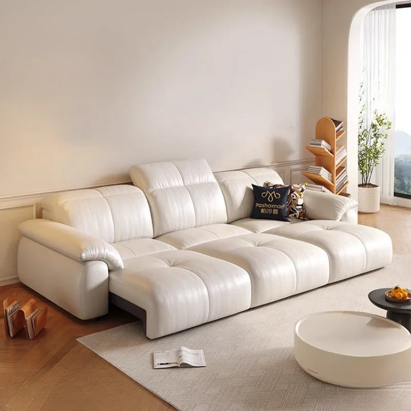 Remote Control Reclining Leather Sectional Sofa - Power Adjustable Headrest & Lumbar Support for Living Room, Home Theater & Family Lounge