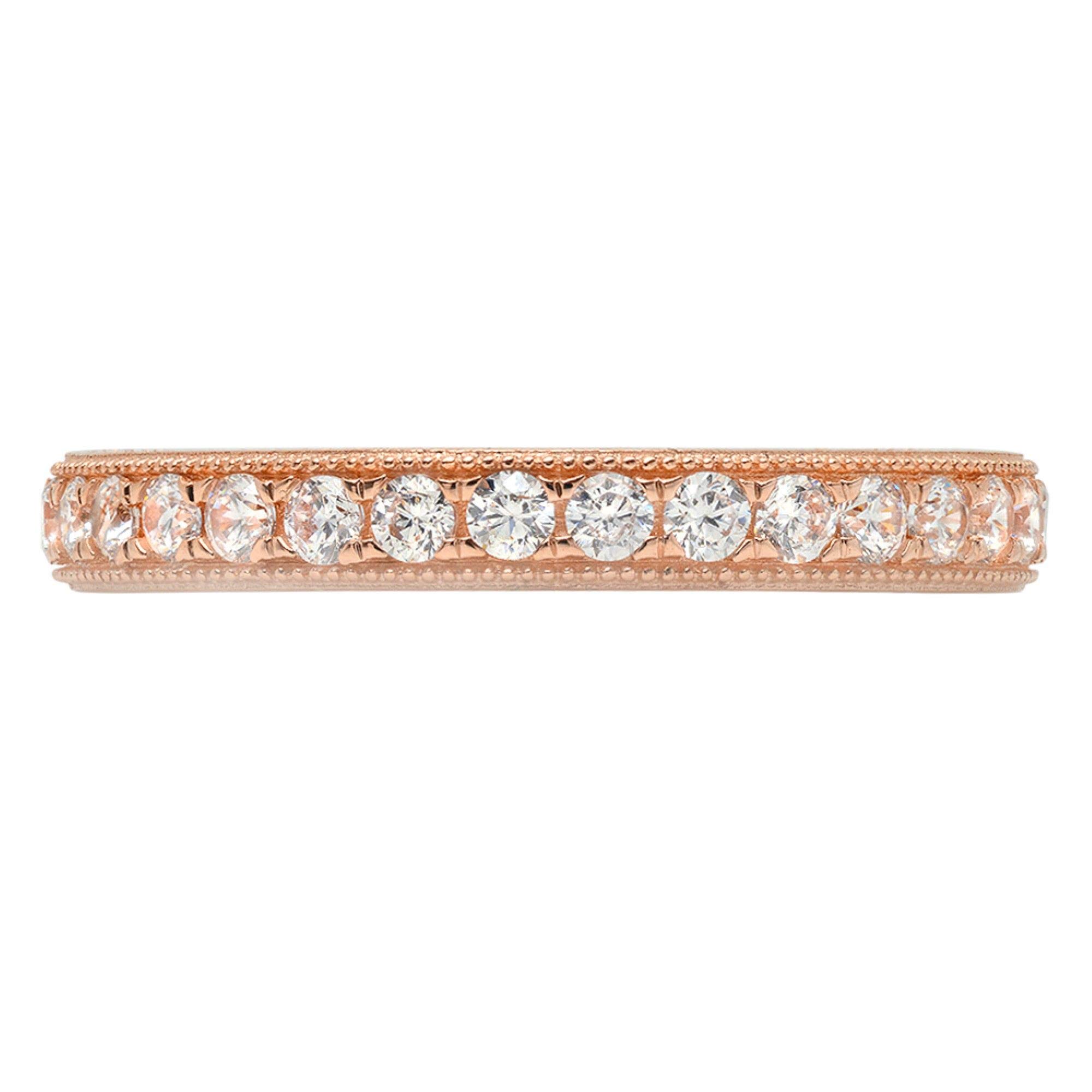 1.44 ct Round Brilliant Cut Genuine Conflict-Free Cultured Diamond Ring - SI1-SI2 Clarity, G-H Color, Solid 14K Rose Gold Eternity Band - Perfect for Engagement, Wedding, Anniversary & Everyday Wear