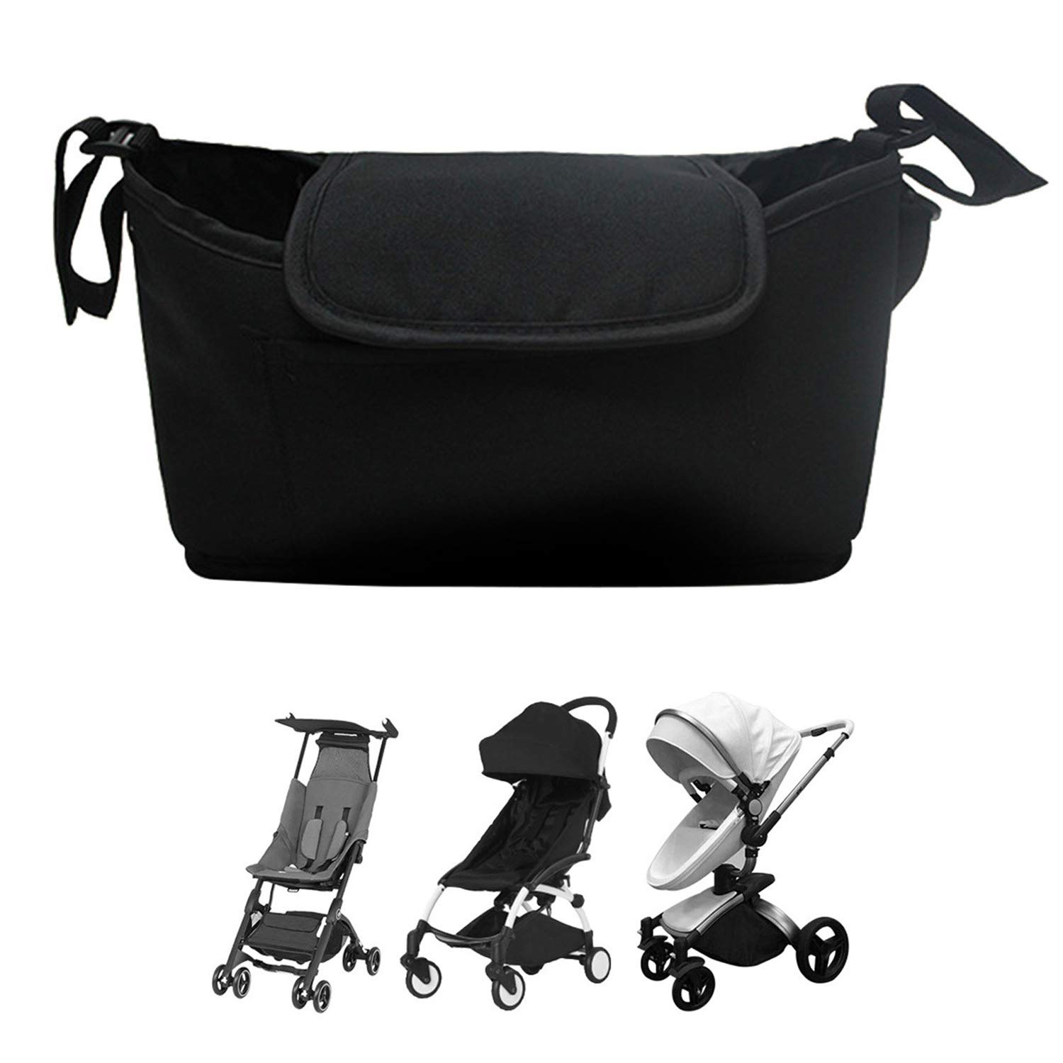 Non-Slip Universal Baby Stroller Organizer Bag with Cup Holder - Fits Uppababy Vista, Cruz, Nuna, Baby Jogger & Bob Strollers - Perfect Stroller Accessory for Moms & Baby Boys/Girls - Ideal for Shopping, Park Visits & Daily Outings