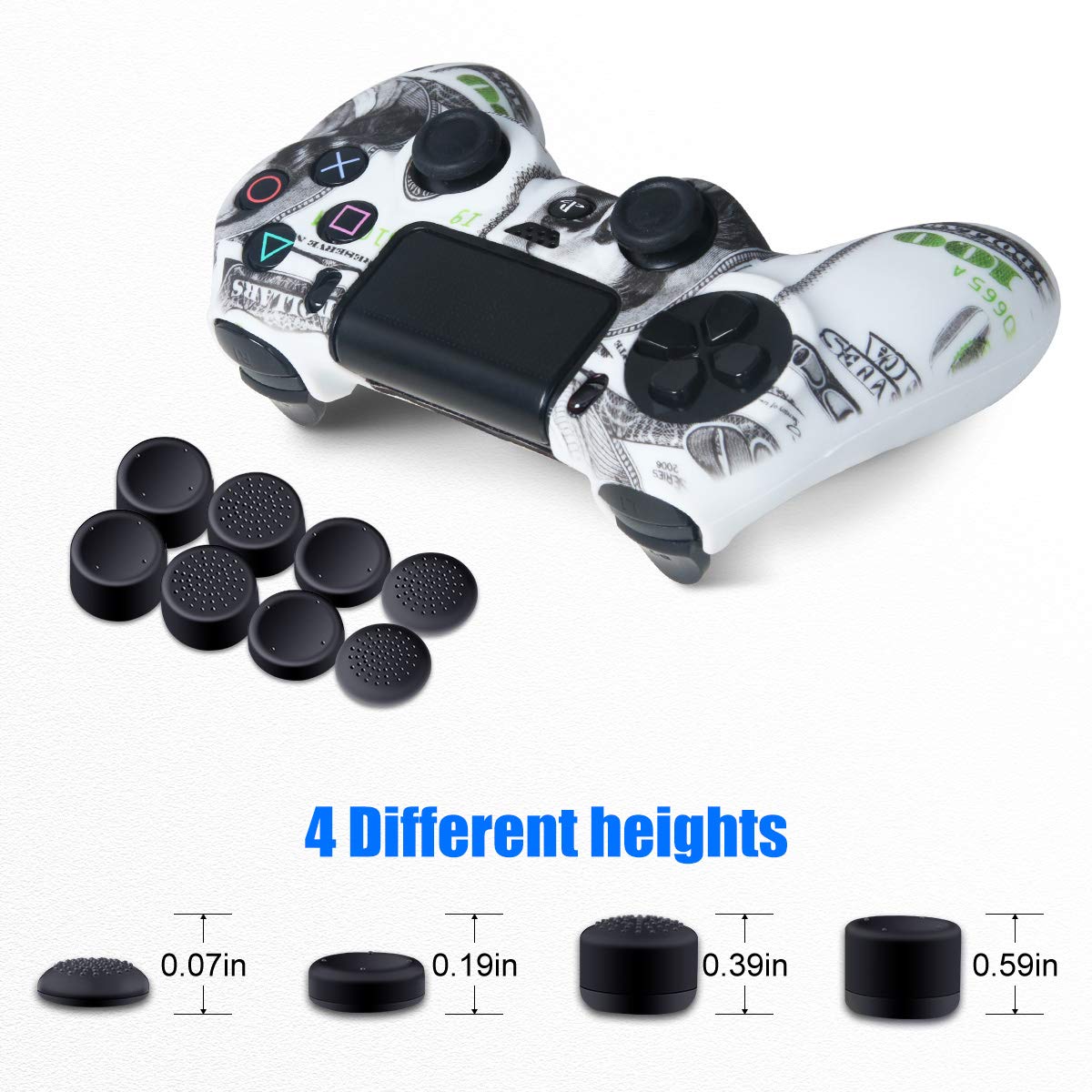 Premium Silicone PS4 Controller Skins - Water Transfer Printing Protective Cover for DualShock 4 with 8 Thumb Grips - Compatible with Sony PS4, PS4 Slim & PS4 Pro - Perfect for Gaming, Streaming & eSports Tournaments
