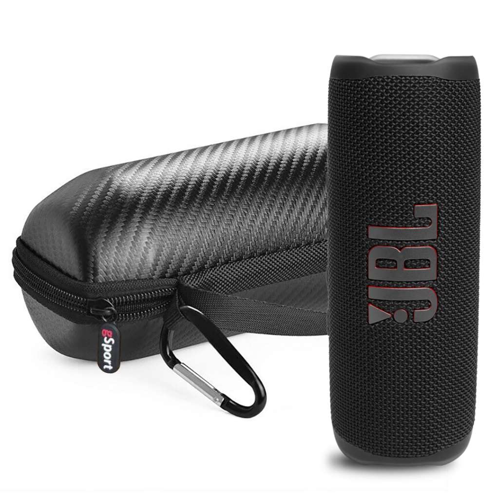 JBL FLIP 6 Waterproof Portable Bluetooth Speaker with gSport Carbon Fiber Case - IP67 Dustproof & Shockproof, 12 Hours Playtime, PartyBoost for Wireless Pairing - Perfect for Beach, Pool, Hiking & Outdoor Adventures (Black)