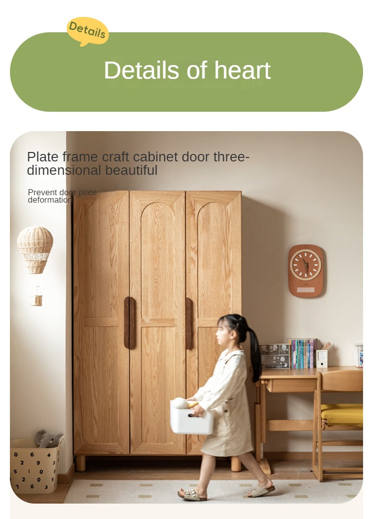 Solid Oak Wood Kids Wardrobe - Durable & Stylish Storage for Bedroom, Nursery, or Playroom Organization