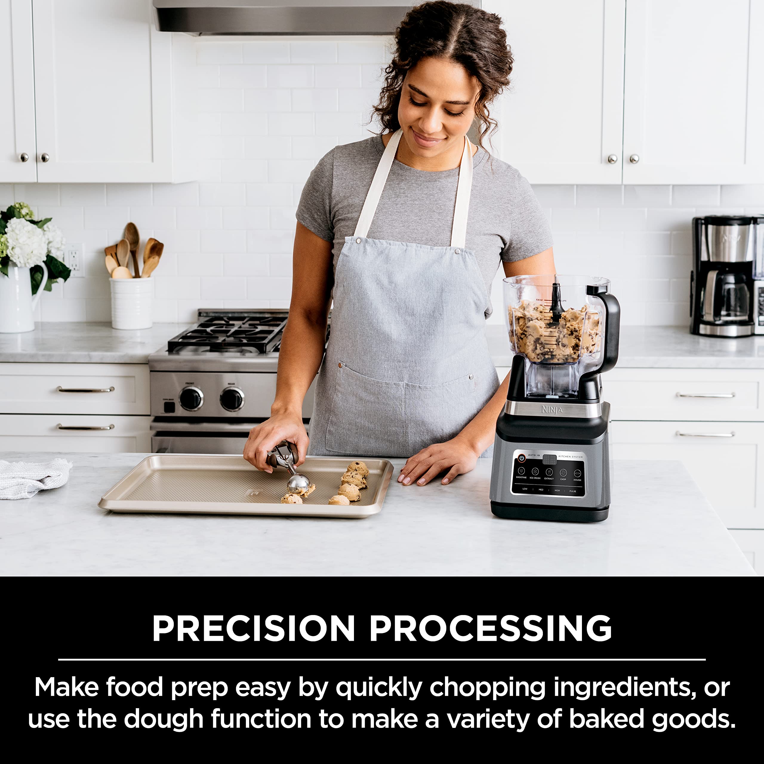 Ninja BN801 Professional Plus Kitchen System - 1400W High-Powered Blender for Smoothies, Chopping, Dough & More with Auto IQ Technology | Includes 72oz Blender Pitcher, 64oz Processor Bowl & 2x 24oz To-Go Cups | Perfect for Meal Prep, Healthy Juicing & Family Cooking (Grey)