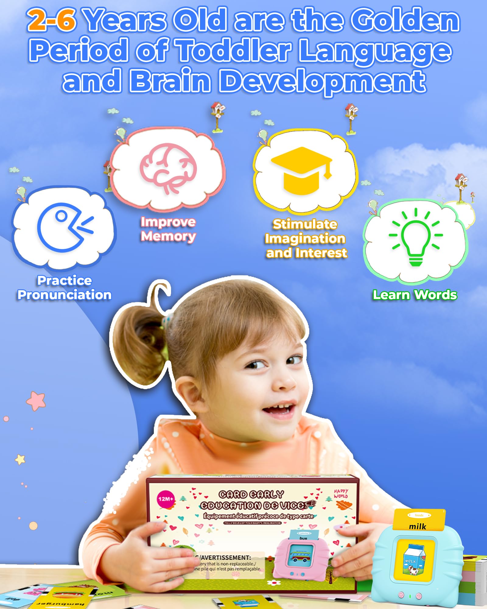 KOKODI Talking Flash Cards for Toddlers 2-5 Years - 224 Sight Words Speech Therapy Toys, Montessori Learning Educational Sensory Toys for Boys & Girls - Perfect for Autism Learning, Preschool Education & Home Playtime