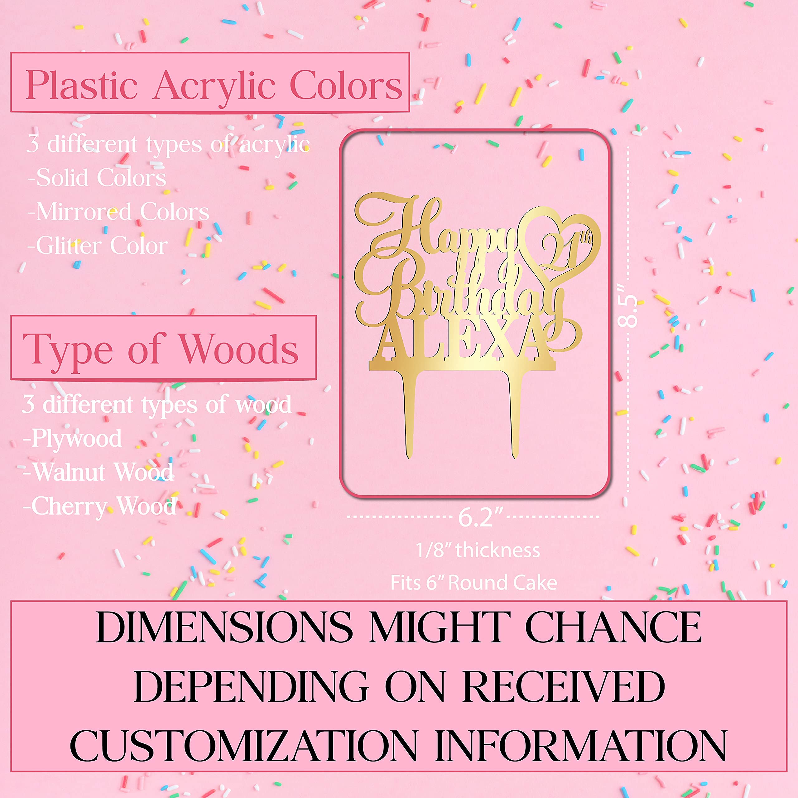 Personalized Wooden Birthday Cake Topper - Custom Name & Age with Heart Decoration for Birthday Parties, Weddings & Special Events